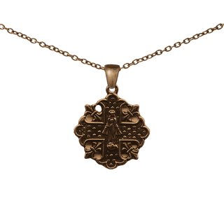 Vintage Bronze Virgin Mary Cross Medal
