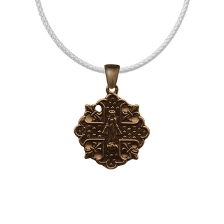 Vintage Bronze Virgin Mary Cross Medal