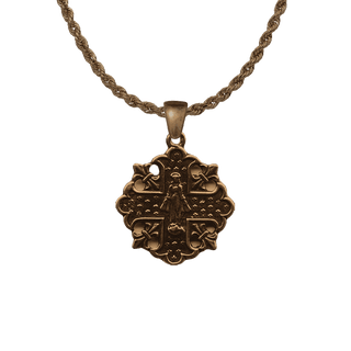 Vintage Bronze Virgin Mary Cross Medal