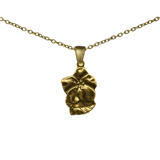 Vintage Yellow Bronze Flower and St. Anthony Medal
