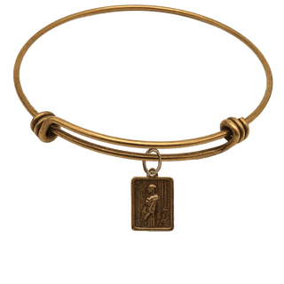 Vintage Bronze St. Philomena Medal Bangle Bracelet