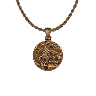 Vintage Bronze St. George and Ancient Sailing Ship Medal