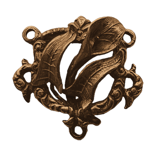 Vintage Bronze Lily with Leaves Rosary Center