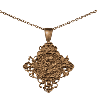 Vintage Bronze Dilecto Carmeli Pendant, Madonna and Child