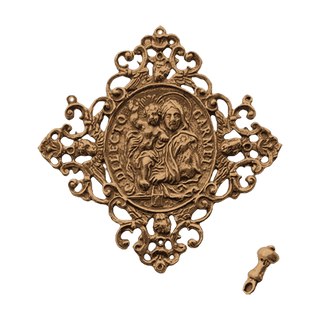 Vintage Bronze Dilecto Carmeli Pendant, Madonna and Child