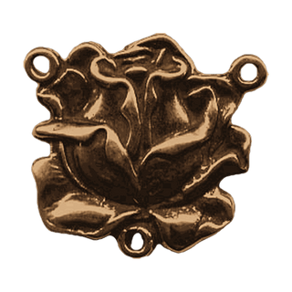 Vintage Bronze Large Rose Bud Rosary Center — reverse