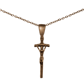 Vintage Bronze Papal Crucifix, Large