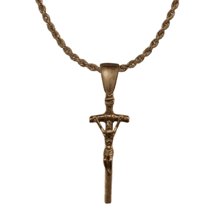Vintage Bronze Papal Crucifix, Large