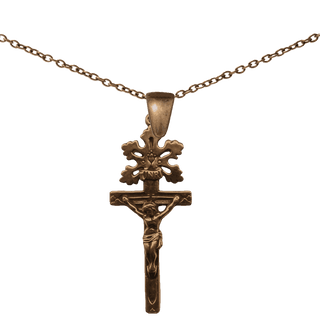 Vintage Bronze Radiant Rays Crucifix with INRI Scroll