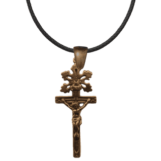 Vintage Bronze Radiant Rays Crucifix with INRI Scroll