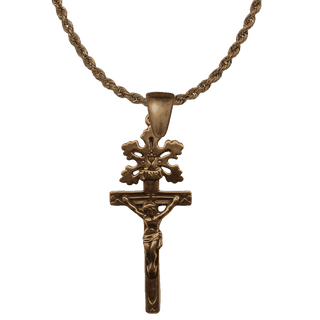Vintage Bronze Radiant Rays Crucifix with INRI Scroll