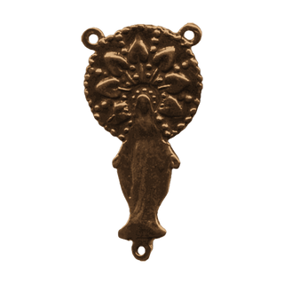 Vintage Bronze Large Radiant Miraculous Rosary Center