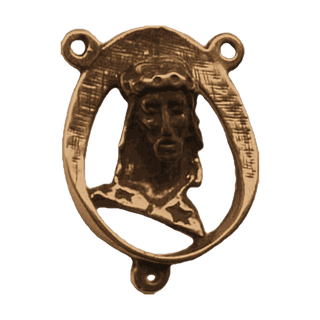 Vintage Bronze Sculpted Head of Christ Rosary Center