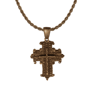 Vintage Bronze Coptic Cross with Inner Cross
