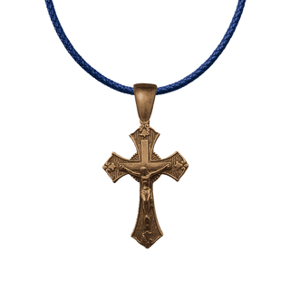 Vintage Bronze Patterned Crucifix with Trefoils