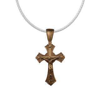 Vintage Bronze Patterned Crucifix with Trefoils
