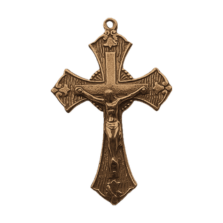 Vintage Bronze Patterned Crucifix with Trefoils