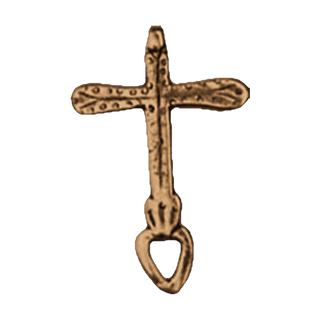 Vintage Bronze Mexican Cross with Open Heart - reverse