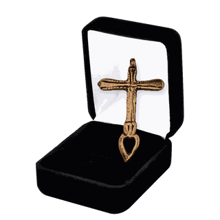 Vintage Bronze Mexican Cross with Open Heart
