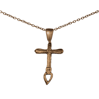 Vintage Bronze Mexican Cross with Open Heart