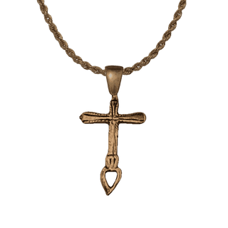 Vintage Bronze Mexican Cross with Open Heart