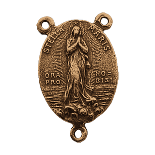Vintage Bronze Stella Maris Rosary Center, Oval