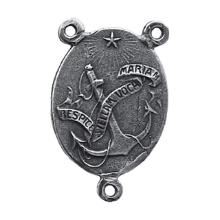 Vintage Sterling Silver Stella Maris Rosary Center, Oval — reverse