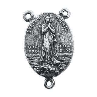 Vintage Sterling Silver Stella Maris Rosary Center, Oval