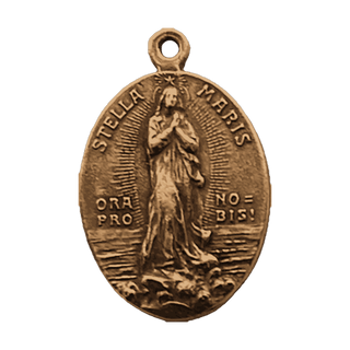 Vintage Bronze Stella Maris Medal, Oval