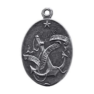 Vintage Sterling Silver Stella Maris Medal, Oval — reverse