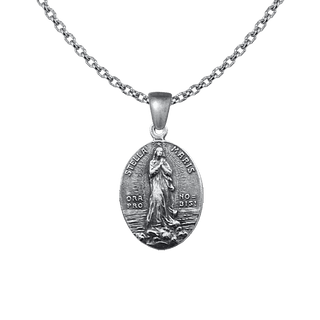 Vintage Sterling Silver Stella Maris Medal, Oval