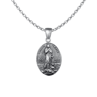 Vintage Sterling Silver Stella Maris Medal, Oval