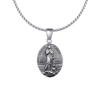 Vintage Sterling Silver Stella Maris Medal, Oval