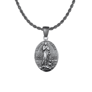 Vintage Sterling Silver Stella Maris Medal, Oval