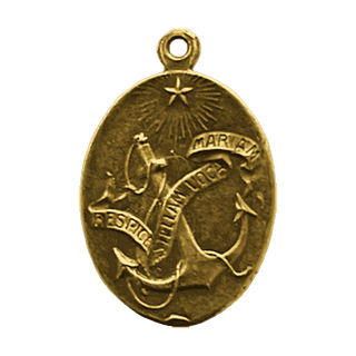 Vintage Yellow Bronze Stella Maris Medal, Oval — reverse