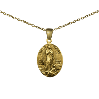 Vintage Yellow Bronze Stella Maris Medal, Oval