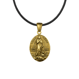 Vintage Yellow Bronze Stella Maris Medal, Oval
