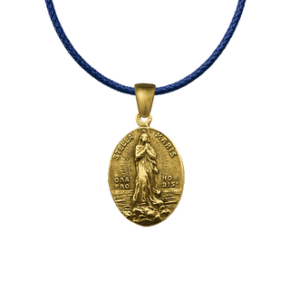 Vintage Yellow Bronze Stella Maris Medal, Oval