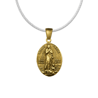 Vintage Yellow Bronze Stella Maris Medal, Oval
