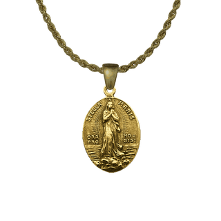 Vintage Yellow Bronze Stella Maris Medal, Oval