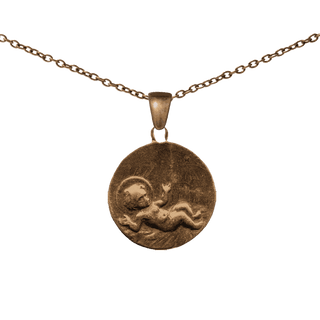 Vintage Bronze Christ Child in the Manger Medal