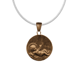 Vintage Bronze Christ Child in the Manger Medal