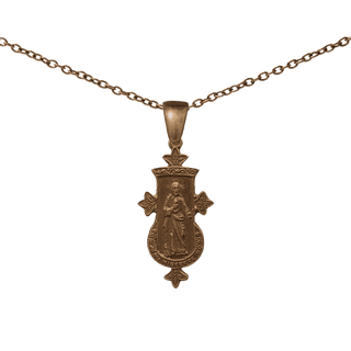 Vintage Bronze Sacred Heart and Our Lady of Carmel Medal