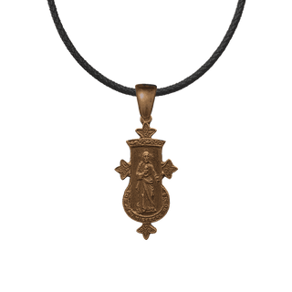 Vintage Bronze Sacred Heart and Our Lady of Carmel Medal