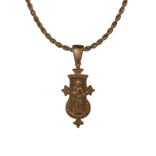Vintage Bronze Sacred Heart and Our Lady of Carmel Medal