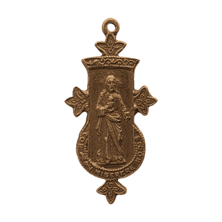 Vintage Bronze Sacred Heart and Our Lady of Carmel Medal