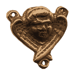 Vintage Bronze Winged Cherub Rosary Center
