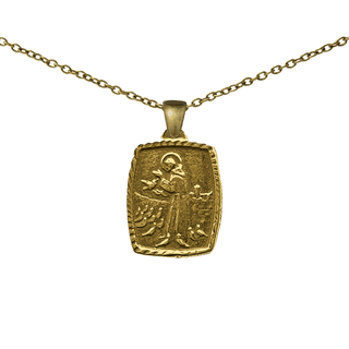 Vintage Yellow Bronze St. Francis and the Birds Medal