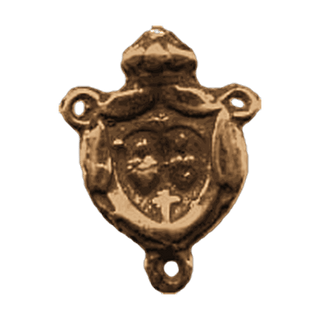 Vintage Bronze Two Hearts Rosary Center