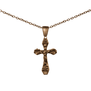 Vintage Bronze Pansy Crucifix